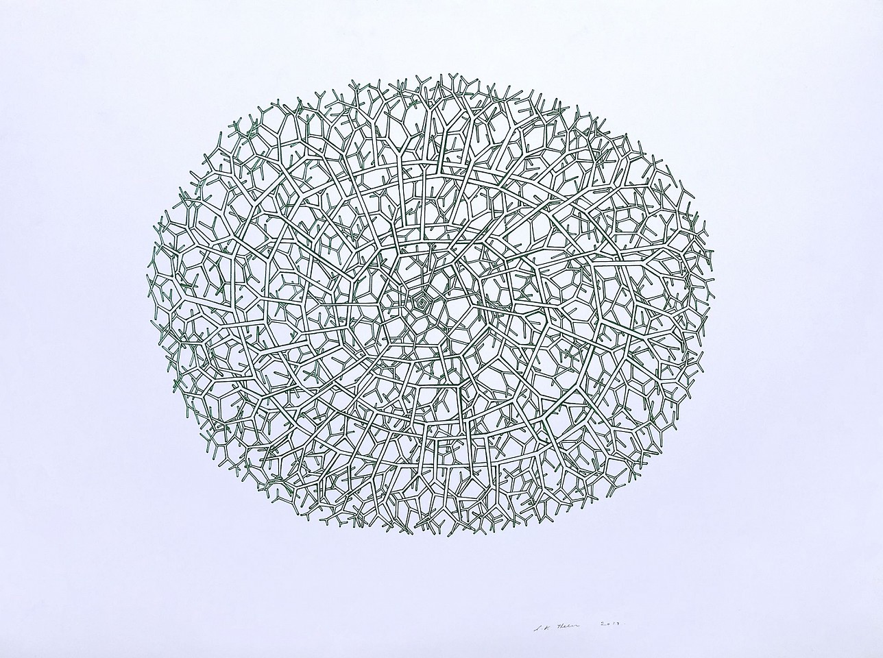 Stewart Helm, Stick Green Elliptical Cells, 2019
colored inks on paper, 18.5" x 25.5"
SH-623
Price Upon Request
