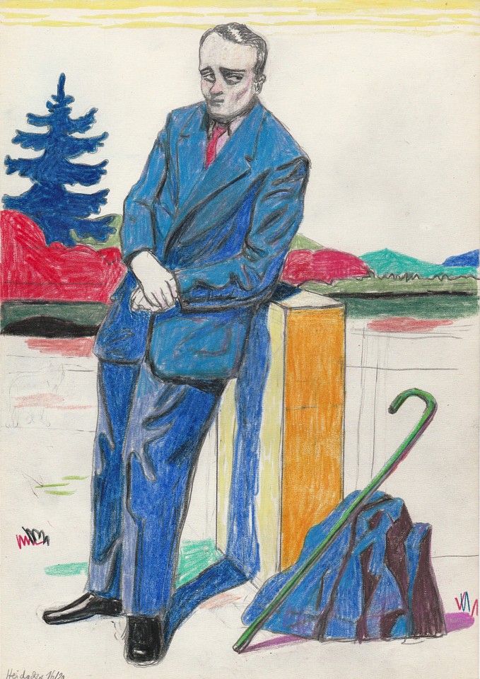 Stephanus Heidacker, Man In Blue Suit, 2020
graphite & colored pencil on paper, 12" x 8" unframed
figurative, contemporary, bright colors, earth colors, humorous
STEPH-353
$1,800