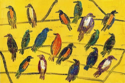 Hunt Slonem - Yellow Starlings, 2020