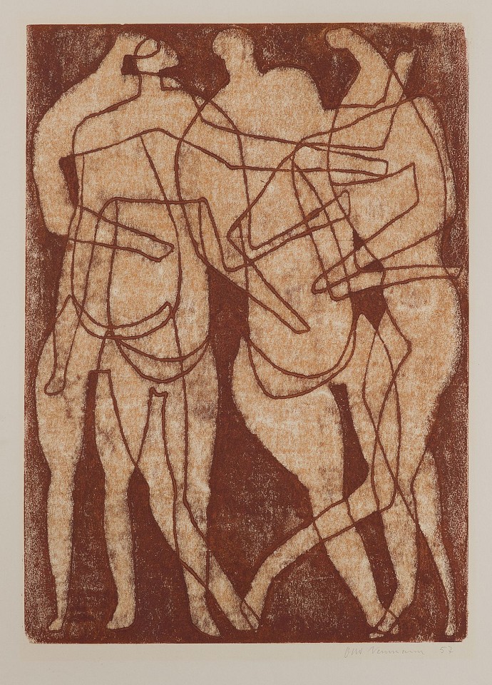 Otto Neumann 1895-1975, Four Abstract Figures, 1957
monotype on paper, 24.5" x 17.5", 33" x 26" framed
OT 051062
Price Upon Request
