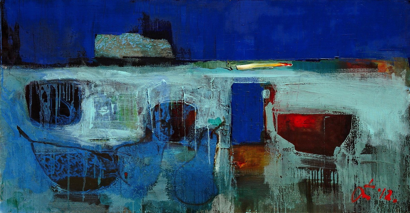 Serhiy Hai, Blue Abstract Still Life, 2020
Oil, acrylic on canvas, 31.25" x 59", 33.5" x 63" framed
SY 116
Price Upon Request