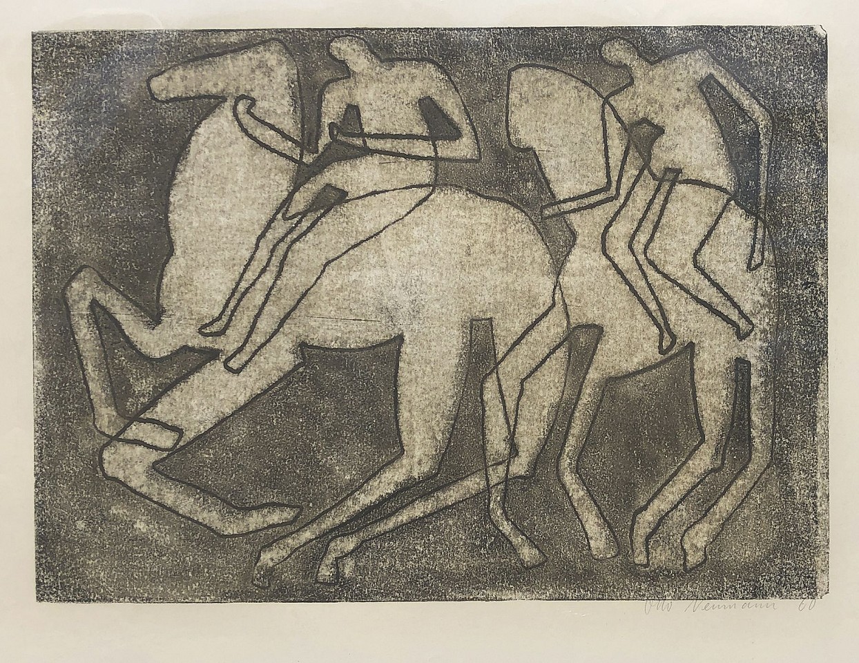 Otto Neumann 1895-1975, Abstract Horses and Riders, 1960
monotype on paper, 17.75"x 24.75",26" x 33" framed 
OT 045043
Price Upon Request
