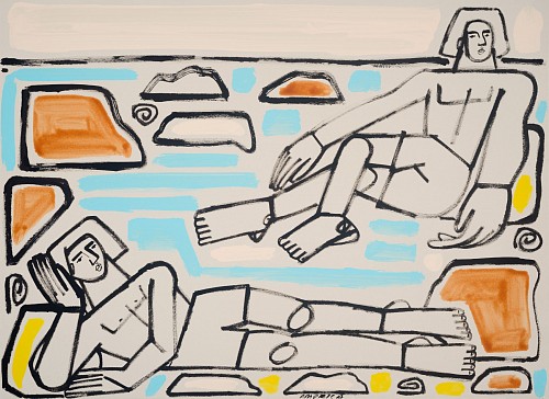 Exhibition: New Paintings by America Martin, Work: Man Rests in Tide Pool, 2020