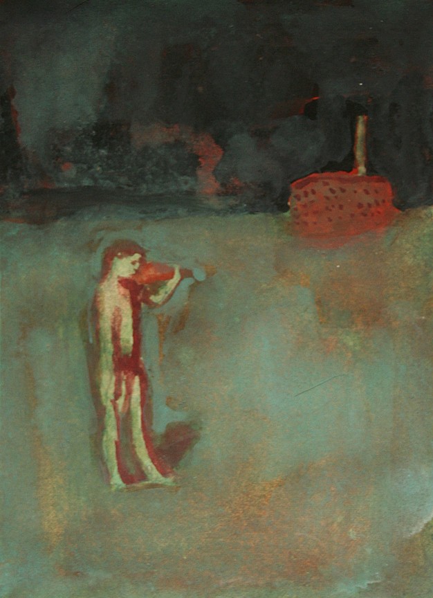 Chuck Bowdish 1959-2022, Girl with Violin
watercolor on paper, 6.125" x 4.5"  unframed
CB 350
$800