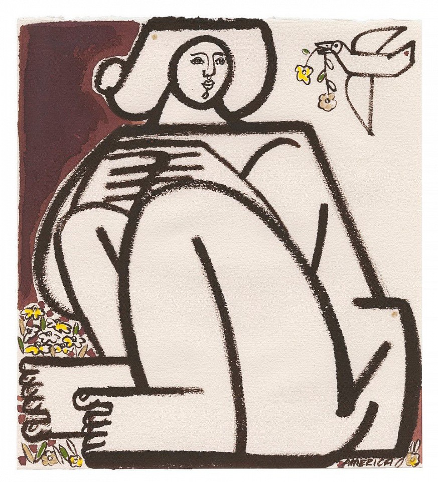 America Martin, Woman Watches Happy Bird, 2022
ink on paper, 9"x 10", 11"x 12" framed
ACM 476
Price Upon Request