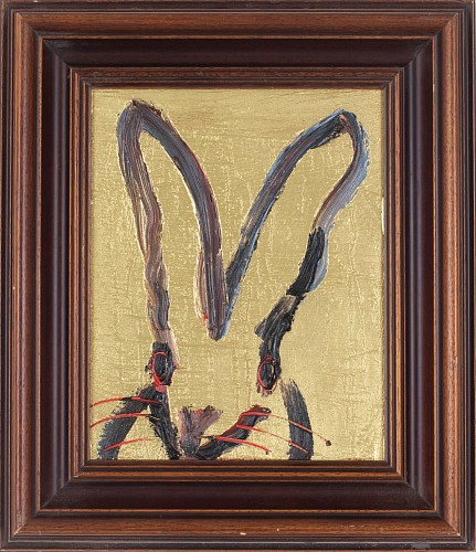 Hunt Slonem - Untitled Bunny on Gold Metallic, 2019