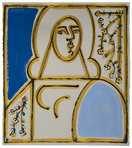 Woman in Blue and Gold, 2024