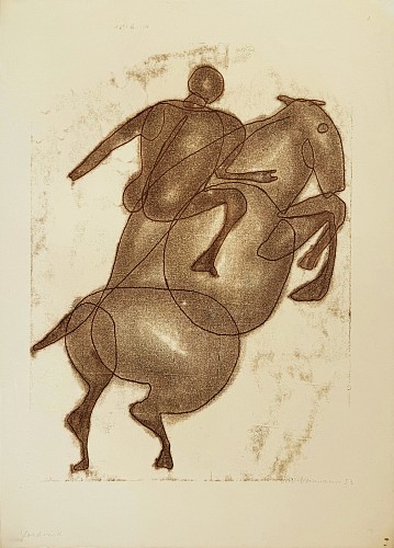 Otto Neumann 1895-1975 - Man on Rearing Horse, 1953