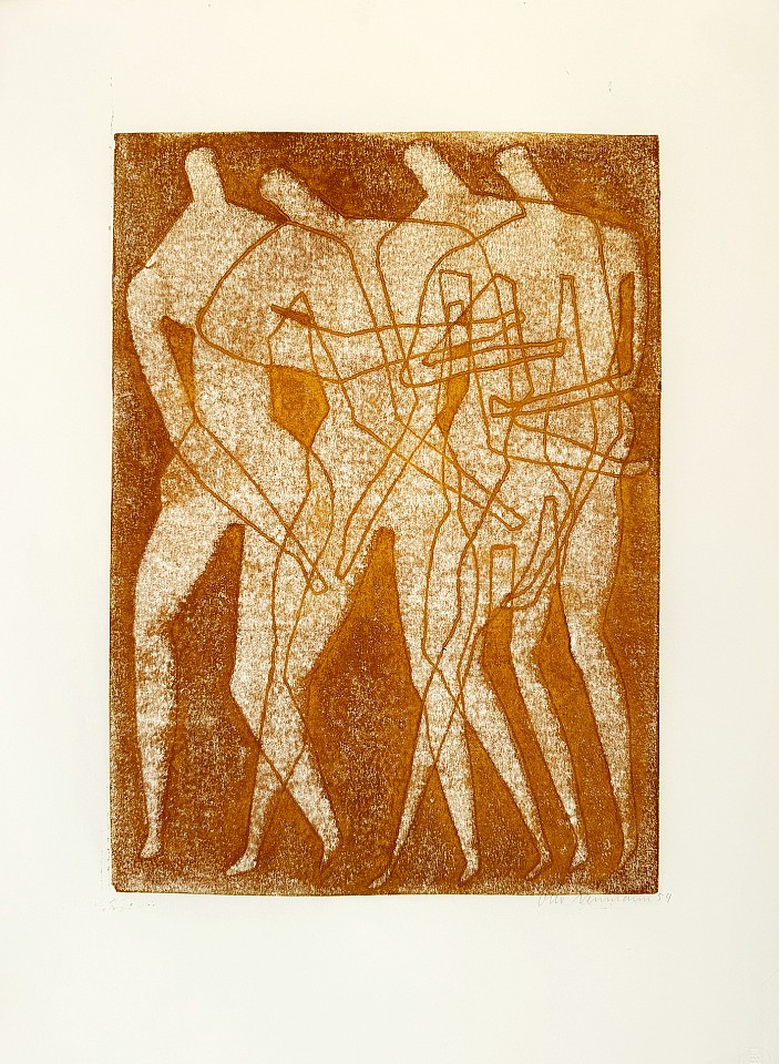 Otto Neumann 1895-1975, Four gold/ocher Men Walking, 1959
25" x 17.75" unframed
OT 051053
Price Upon Request