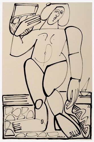 Work: America Martin Woman Sets Up Picnic On the Shore, 2024
