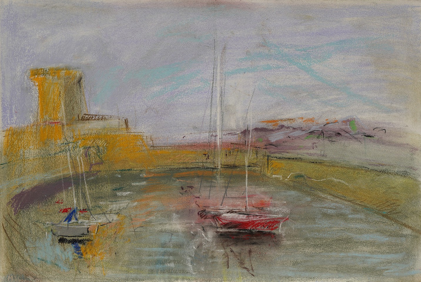 Isabelle Melchior, Socoa, Boats in the Sun / Bateaux au solleil a' Socoa, 2022
15" x 22", 27.5" x 34" framed
Pastel on paper
IM 1344
Price Upon Request