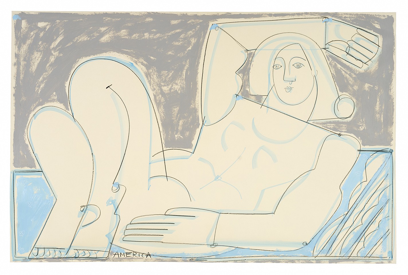 America Martin, Woman Thinks of Clouds, 2026
26" x 40", 29" x 43" framed
Acrylic and & Ink on Paper
ACM 599
Price Upon Request