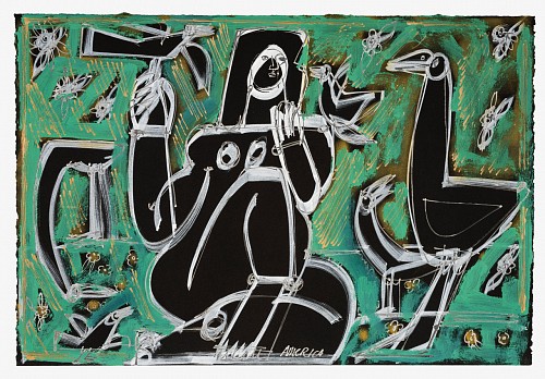 America Martin -&nbsp;Pastel and & Ink On Paper