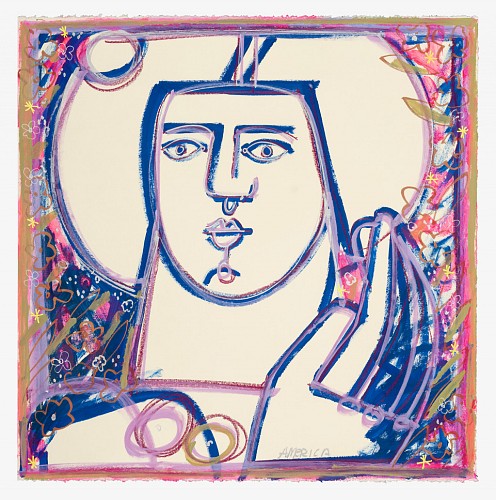 America Martin -&nbsp;Pastel and & Ink On Paper